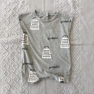 Tiny Tribe Gray “Grateful” Baby Romper